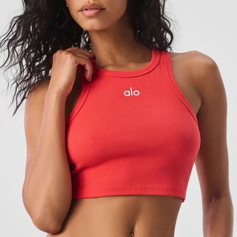 Alo Yoga Aspire Tank Red Hot Summer/White M